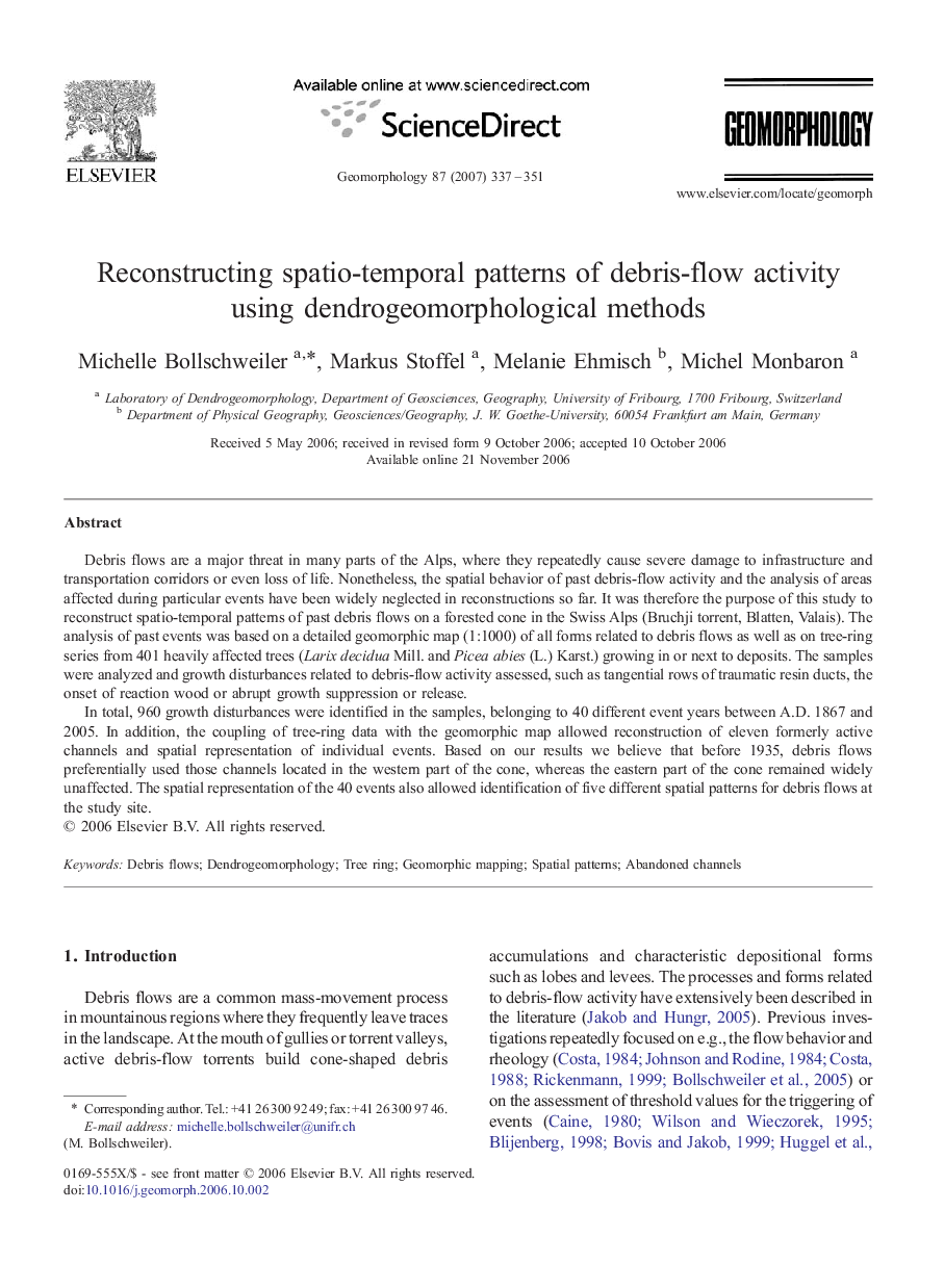 Reconstructing spatio-temporal patterns of debris-flow activity using dendrogeomorphological methods