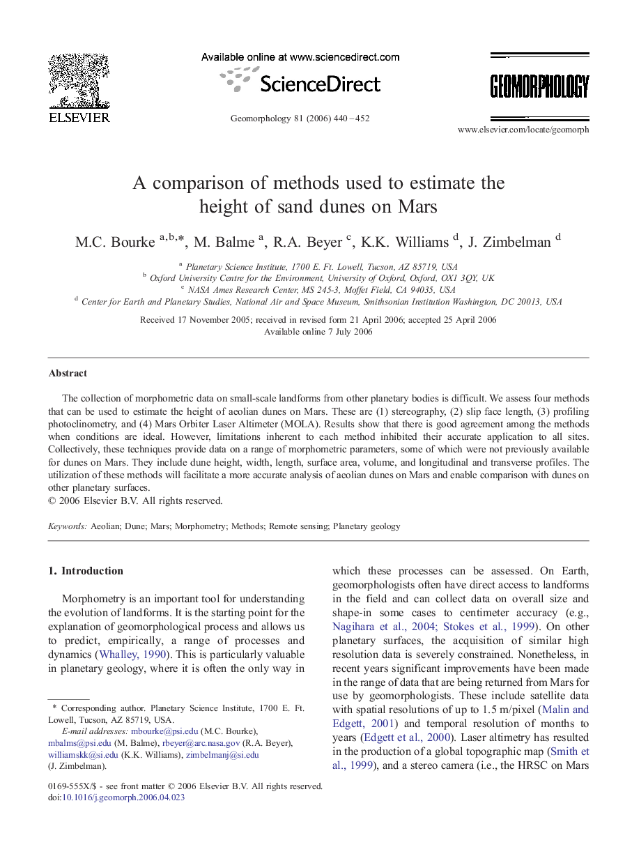 A comparison of methods used to estimate the height of sand dunes on Mars