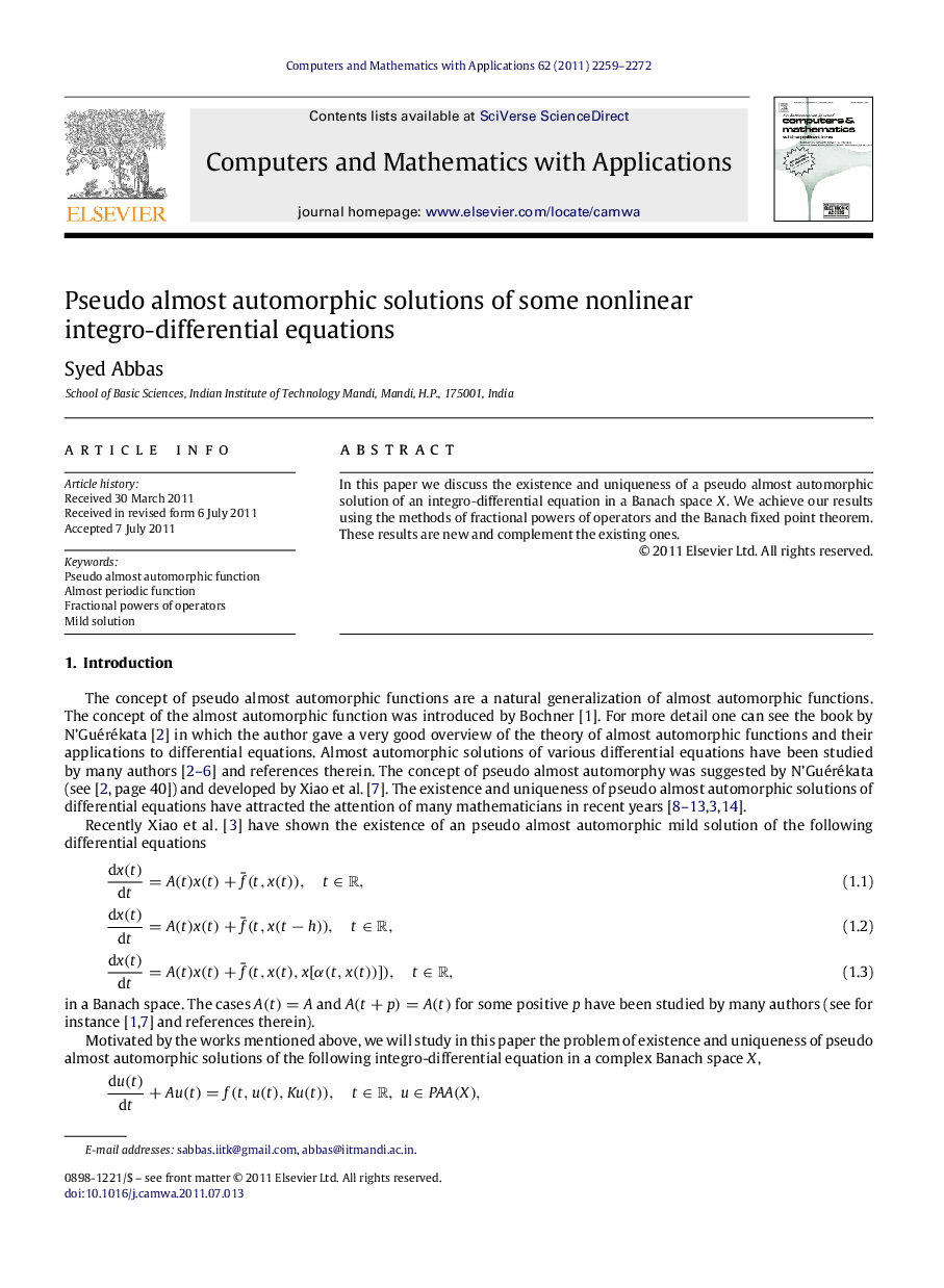 Pseudo almost automorphic solutions of some nonlinear integro-differential equations