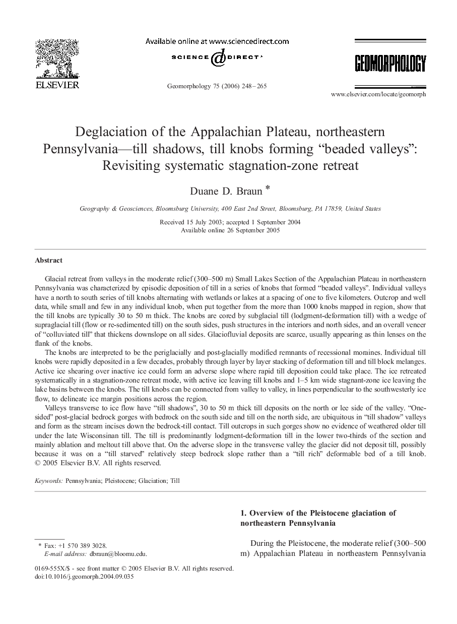 Deglaciation of the Appalachian Plateau, northeastern Pennsylvania—till shadows, till knobs forming “beaded valleys”: Revisiting systematic stagnation-zone retreat