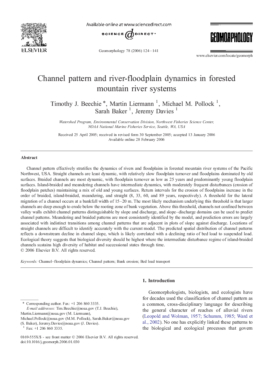 Channel pattern and river-floodplain dynamics in forested mountain river systems