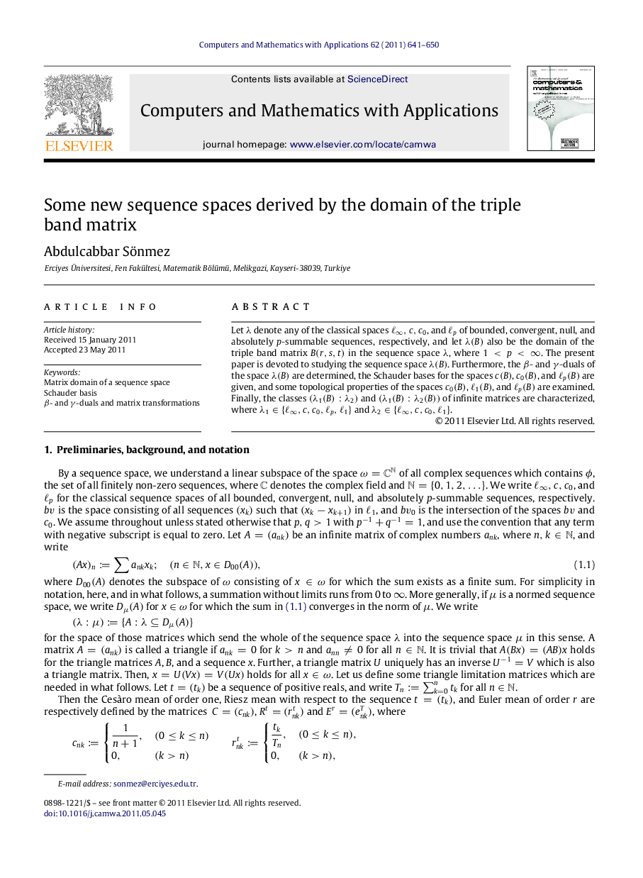 Some new sequence spaces derived by the domain of the triple band matrix