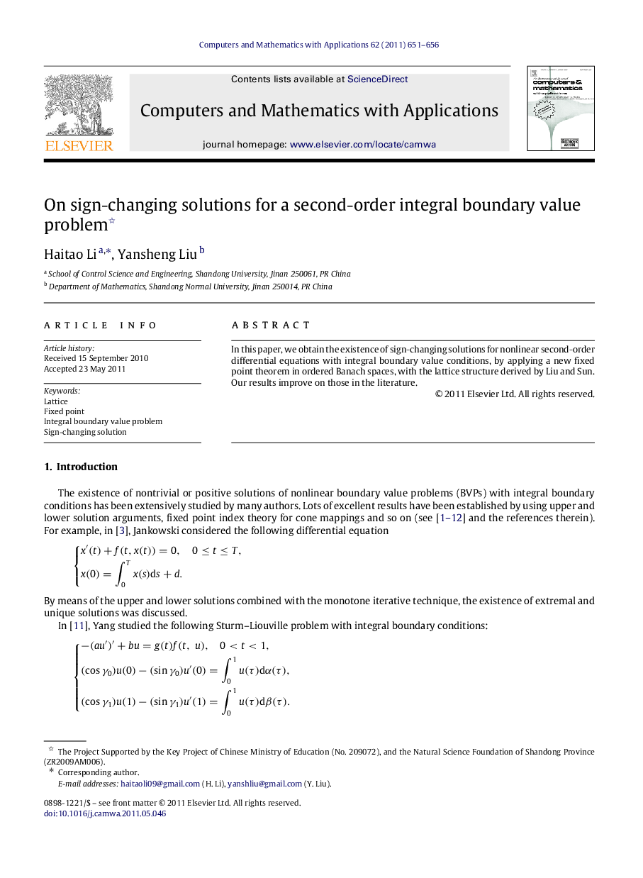 On sign-changing solutions for a second-order integral boundary value problem 