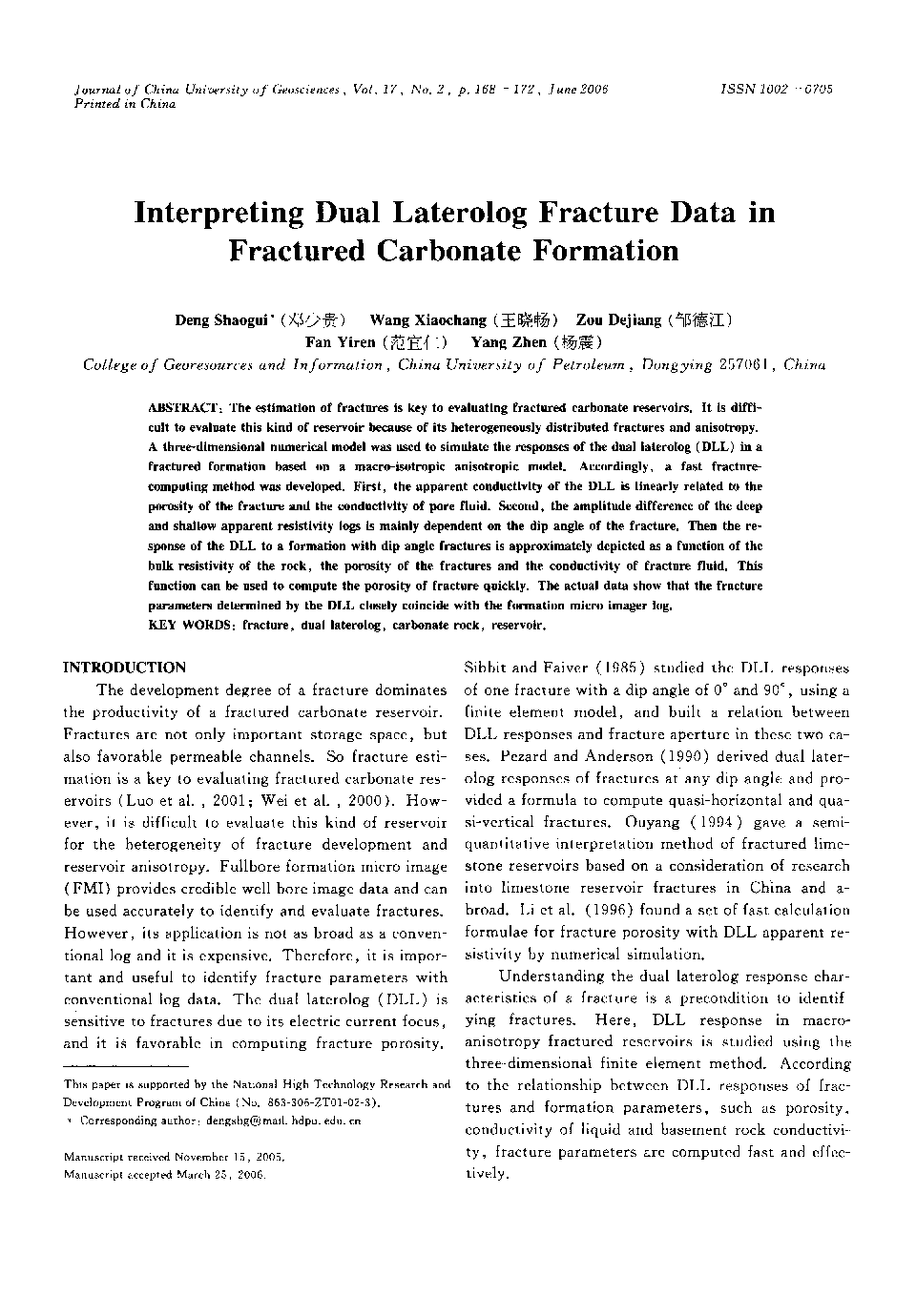 Interpreting Dual Laterolog Fracture Data in Fractured Carbonate Formation