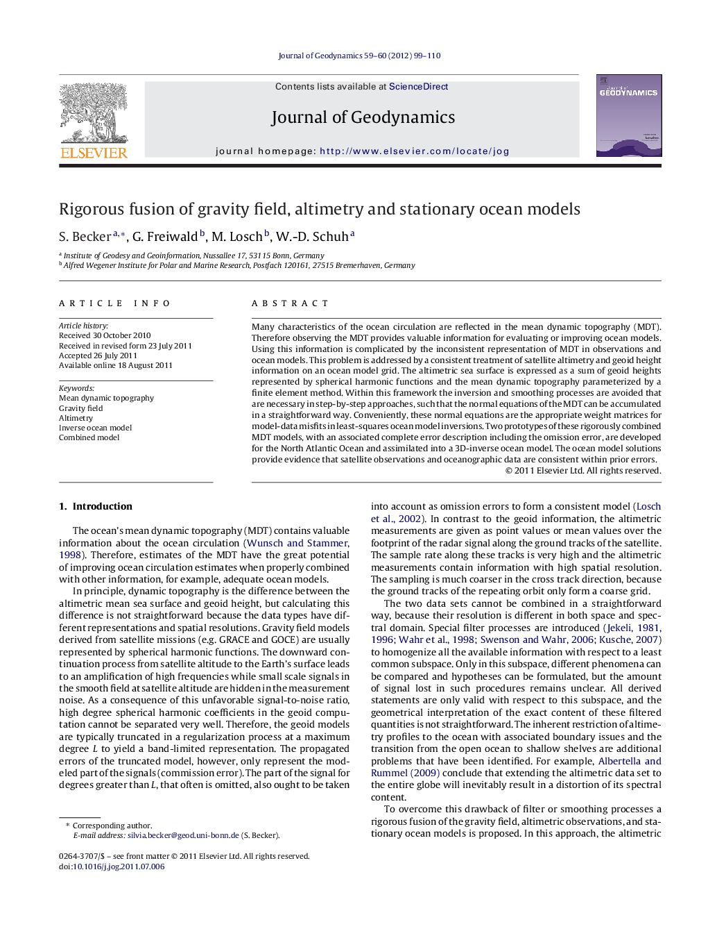 Rigorous fusion of gravity field, altimetry and stationary ocean models