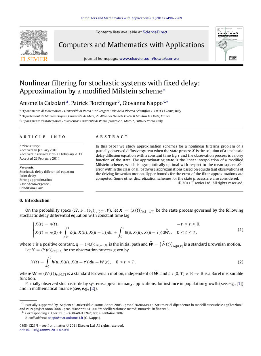 Nonlinear filtering for stochastic systems with fixed delay: Approximation by a modified Milstein scheme 