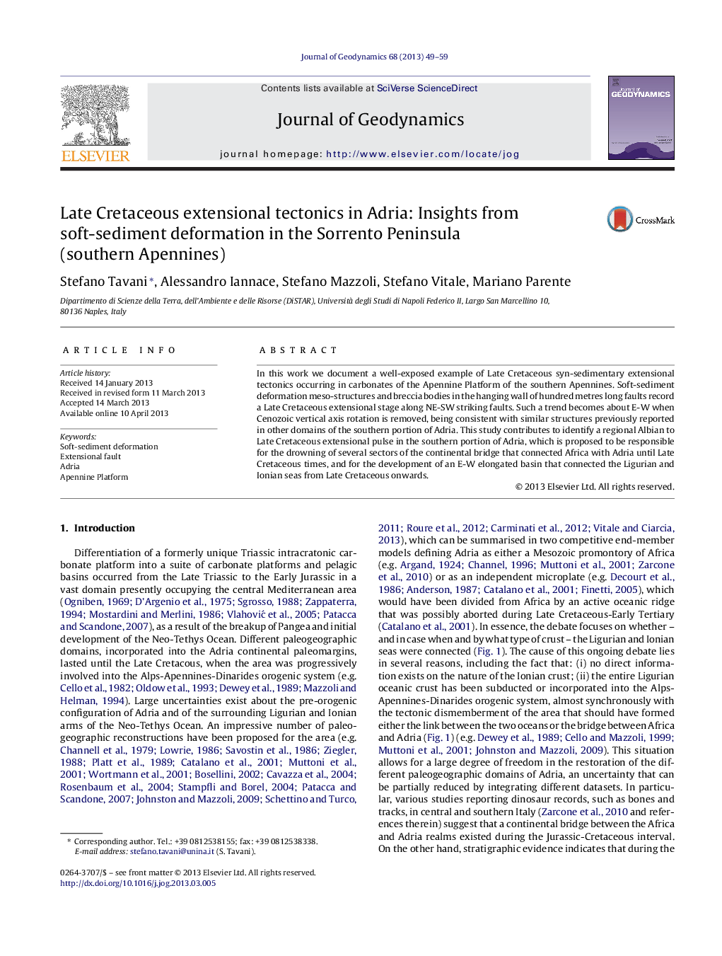 Late Cretaceous extensional tectonics in Adria: Insights from soft-sediment deformation in the Sorrento Peninsula (southern Apennines)