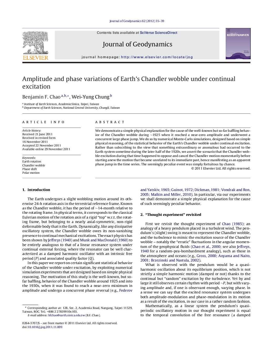 Amplitude and phase variations of Earth's Chandler wobble under continual excitation