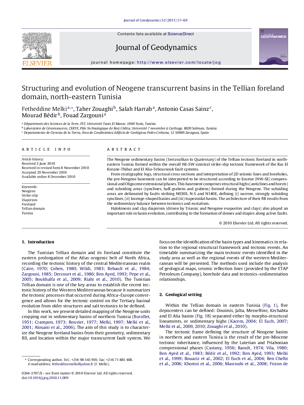 Structuring and evolution of Neogene transcurrent basins in the Tellian foreland domain, north-eastern Tunisia