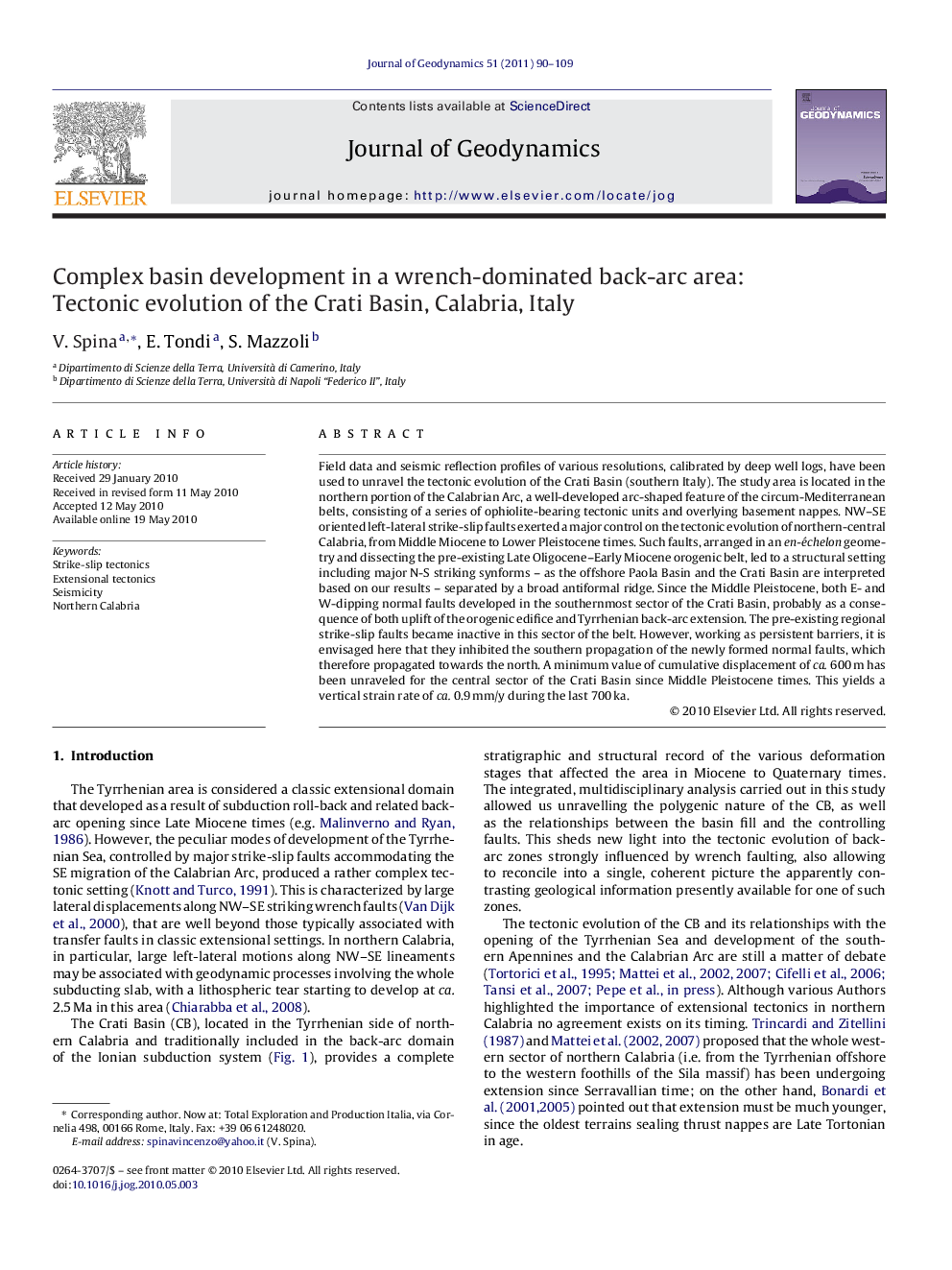 Complex basin development in a wrench-dominated back-arc area: Tectonic evolution of the Crati Basin, Calabria, Italy