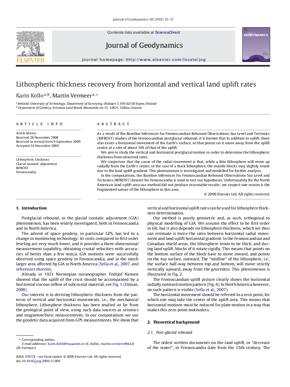 Lithospheric thickness recovery from horizontal and vertical land uplift rates