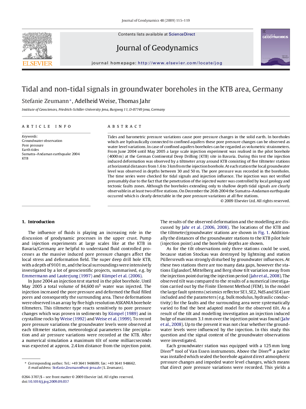 Tidal and non-tidal signals in groundwater boreholes in the KTB area, Germany