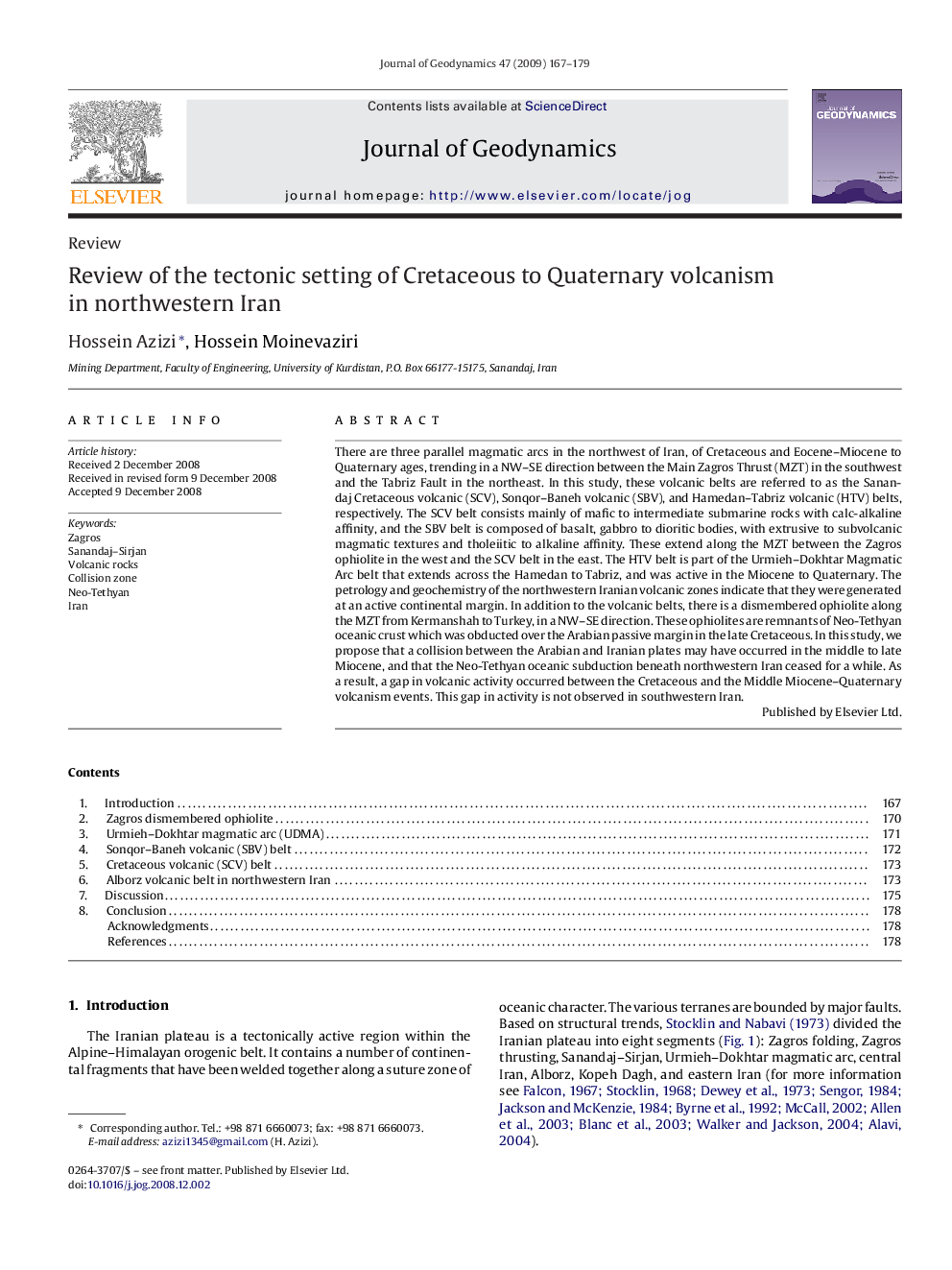 Review of the tectonic setting of Cretaceous to Quaternary volcanism in northwestern Iran