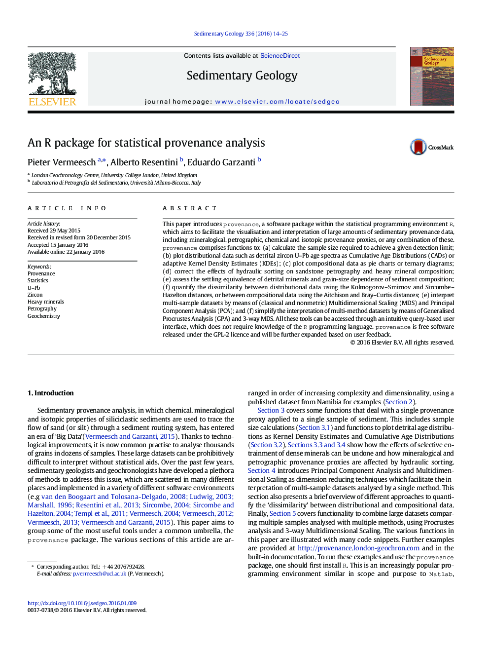 An R package for statistical provenance analysis