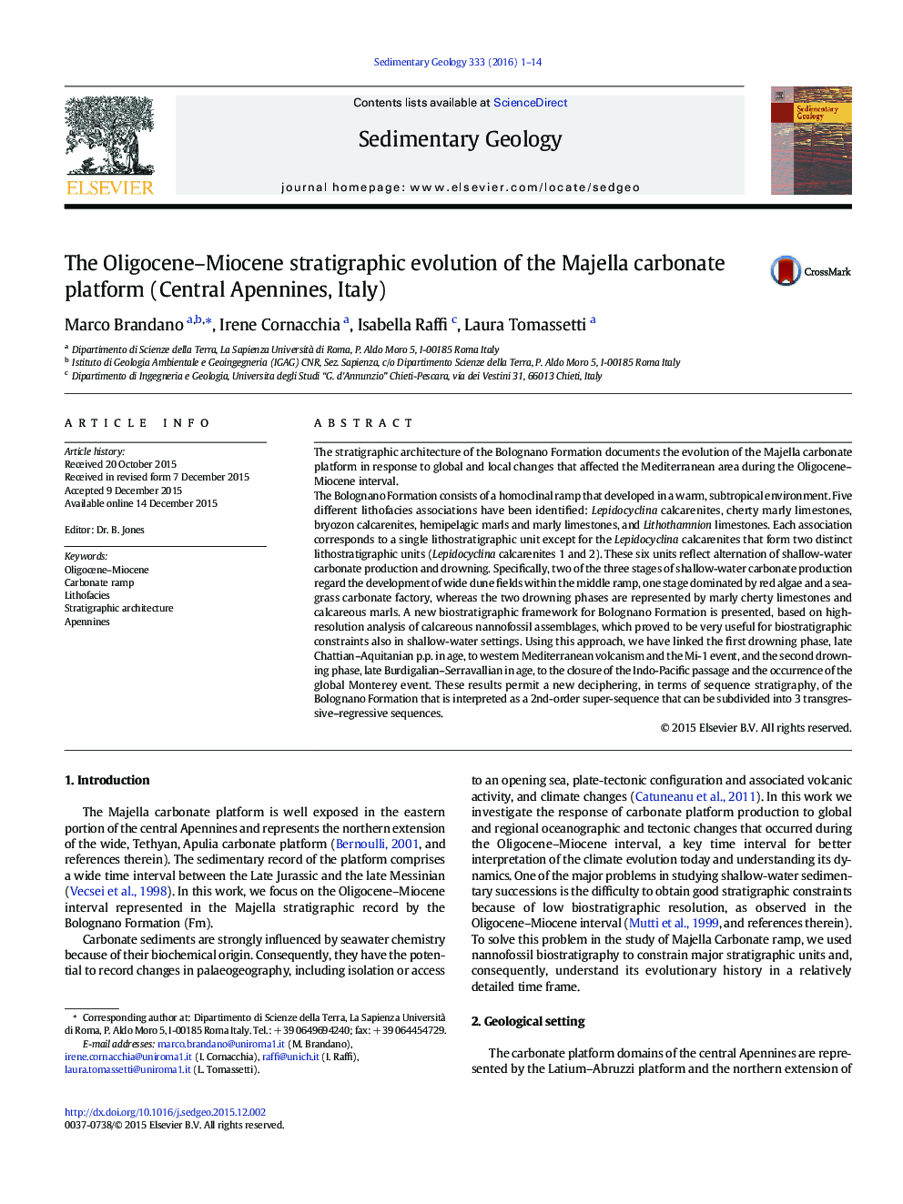 The Oligocene–Miocene stratigraphic evolution of the Majella carbonate platform (Central Apennines, Italy)