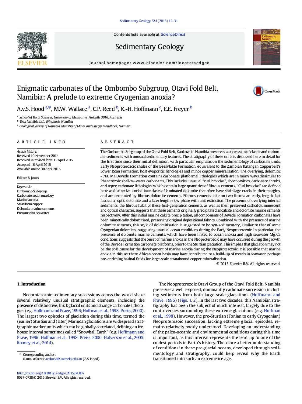 Enigmatic carbonates of the Ombombo Subgroup, Otavi Fold Belt, Namibia: A prelude to extreme Cryogenian anoxia?