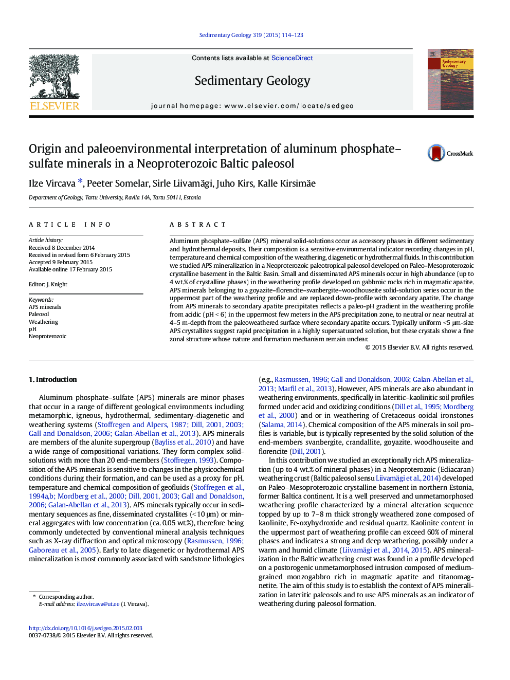 Origin and paleoenvironmental interpretation of aluminum phosphate-sulfate minerals in a Neoproterozoic Baltic paleosol