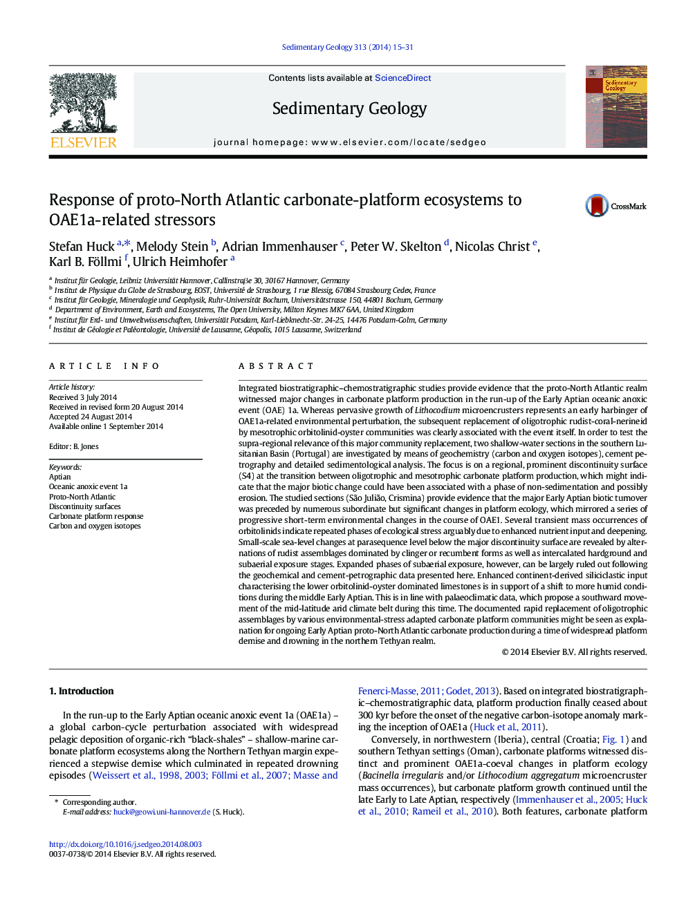 Response of proto-North Atlantic carbonate-platform ecosystems to OAE1a-related stressors