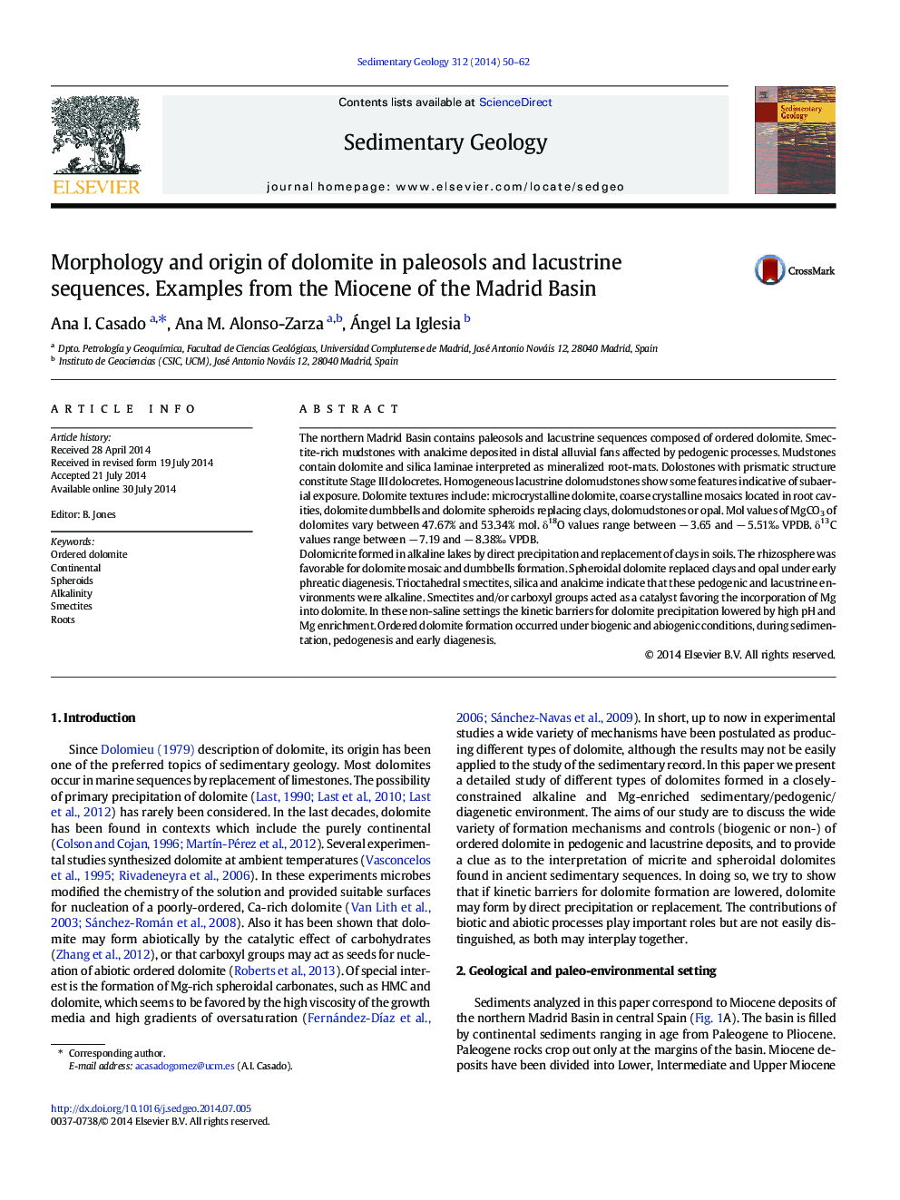 Morphology and origin of dolomite in paleosols and lacustrine sequences. Examples from the Miocene of the Madrid Basin