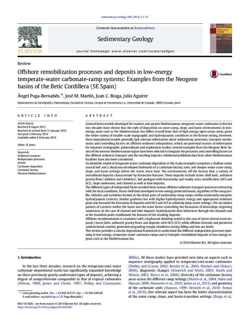 Offshore remobilization processes and deposits in low-energy temperate-water carbonate-ramp systems: Examples from the Neogene basins of the Betic Cordillera (SE Spain)