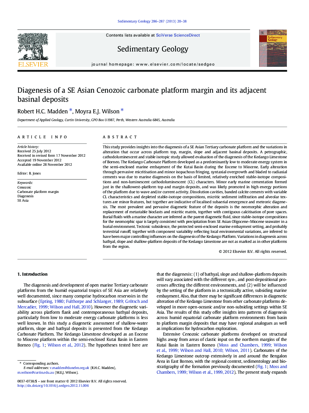 Diagenesis of a SE Asian Cenozoic carbonate platform margin and its adjacent basinal deposits