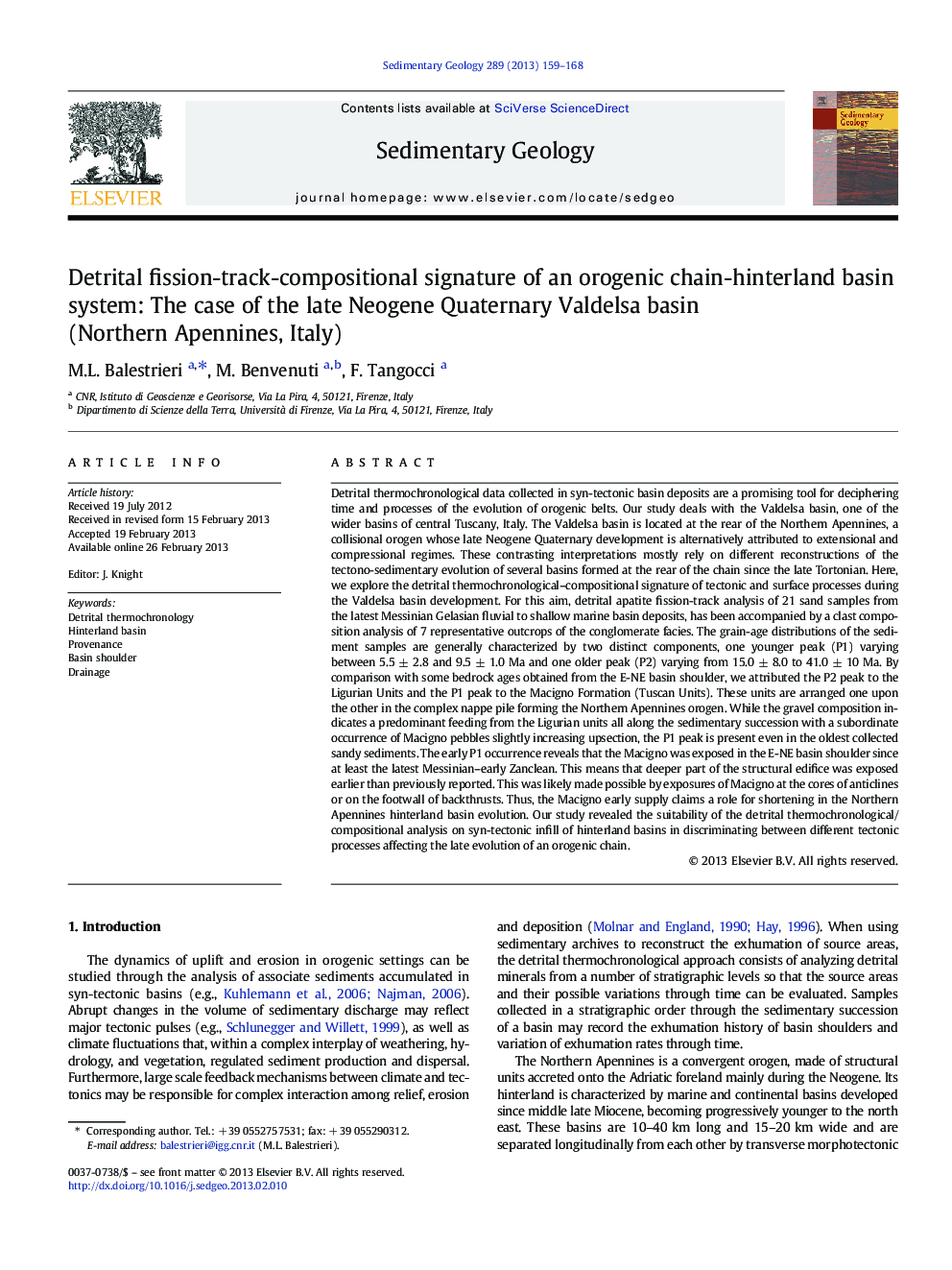 Detrital fission-track-compositional signature of an orogenic chain-hinterland basin system: The case of the late Neogene Quaternary Valdelsa basin (Northern Apennines, Italy)