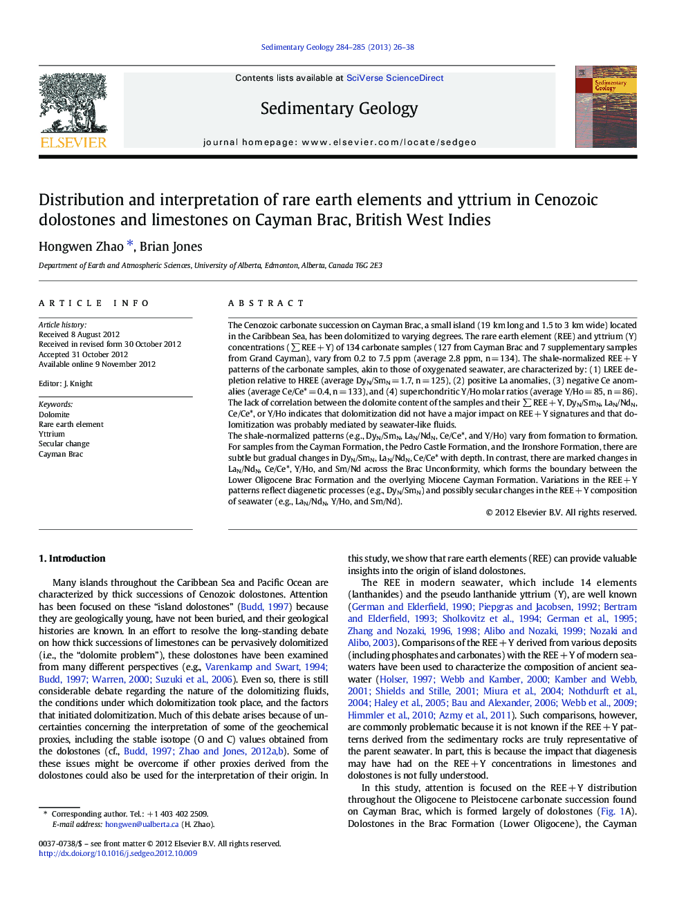 توزیع و تفسیر عناصر کمیاب خاکی و یتیم در دولومیت های سنوزوئیک و سنگ آهک در کیمن برک، هندوستان بریتانیا 