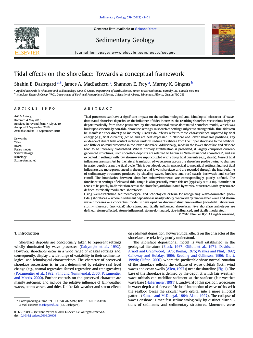 Tidal effects on the shoreface: Towards a conceptual framework