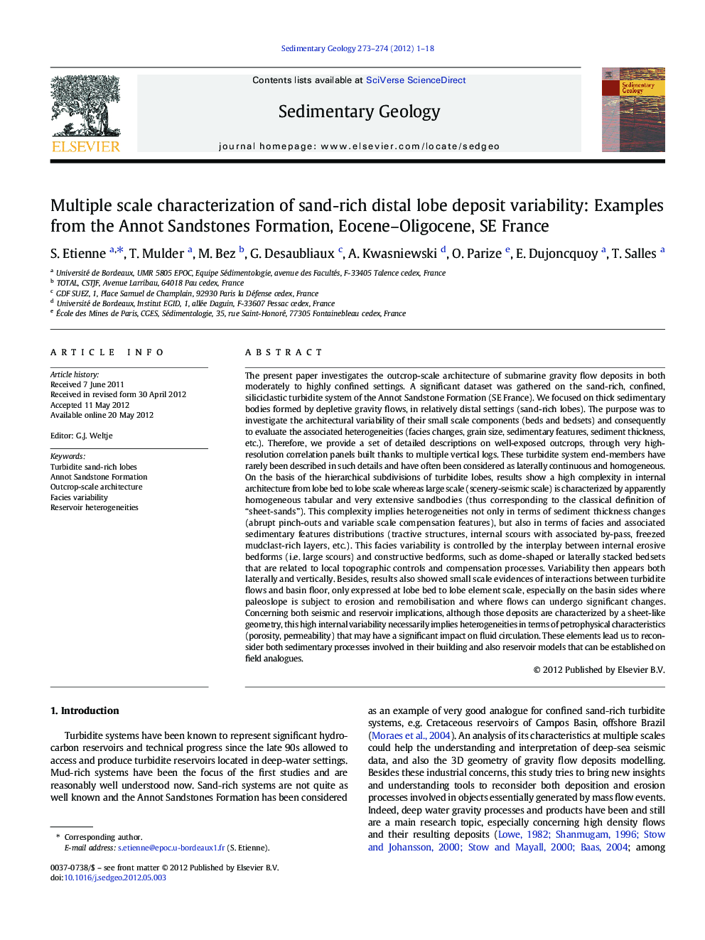 Multiple scale characterization of sand-rich distal lobe deposit variability: Examples from the Annot Sandstones Formation, Eocene–Oligocene, SE France