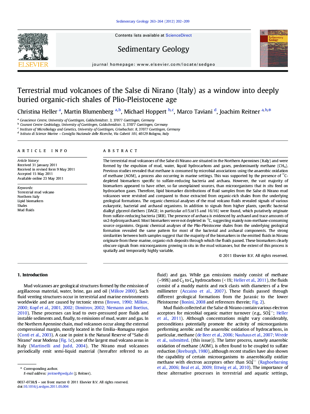 Terrestrial mud volcanoes of the Salse di Nirano (Italy) as a window into deeply buried organic-rich shales of Plio-Pleistocene age