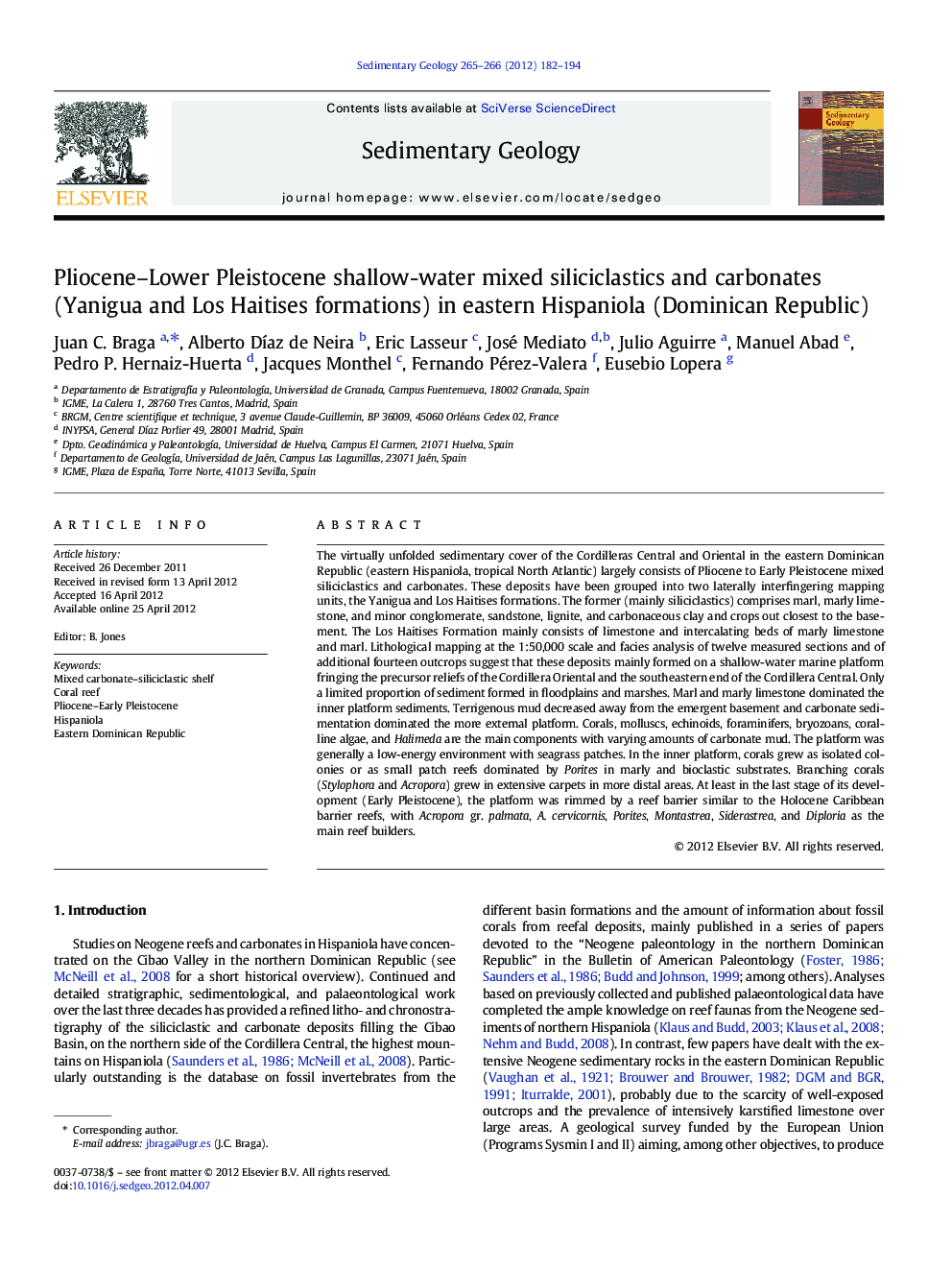 Pliocene–Lower Pleistocene shallow-water mixed siliciclastics and carbonates (Yanigua and Los Haitises formations) in eastern Hispaniola (Dominican Republic)