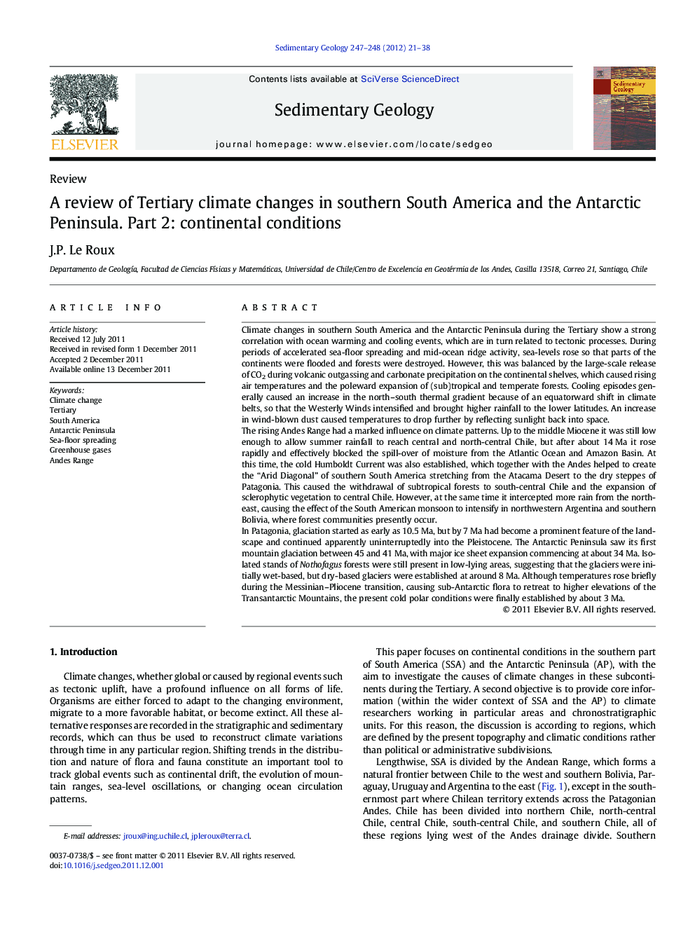 A review of Tertiary climate changes in southern South America and the Antarctic Peninsula. Part 2: continental conditions