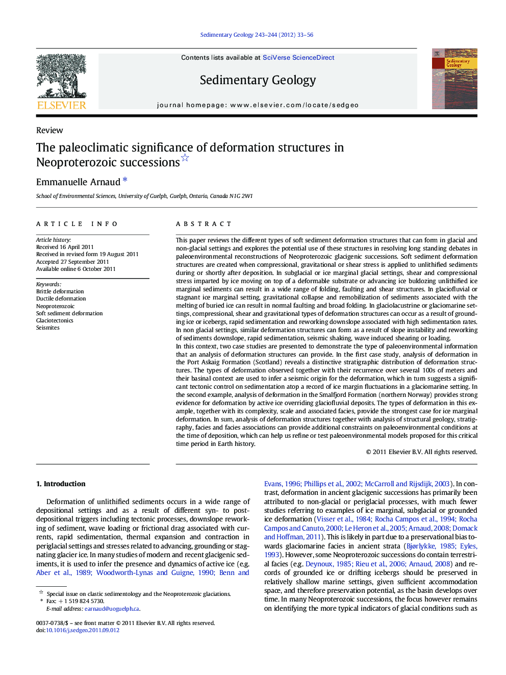 The paleoclimatic significance of deformation structures in Neoproterozoic successions 