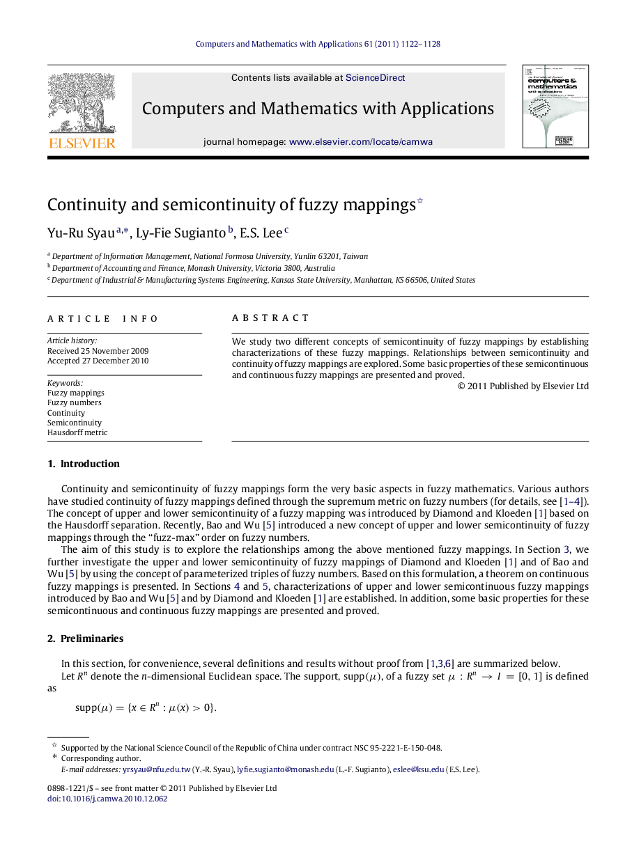 Continuity and semicontinuity of fuzzy mappings 