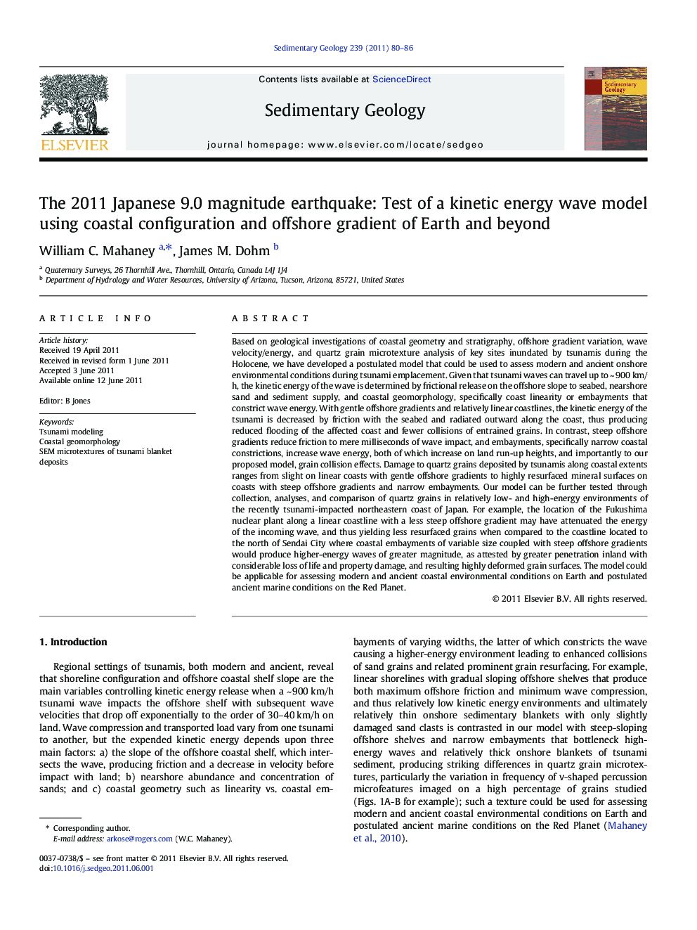 The 2011 Japanese 9.0 magnitude earthquake: Test of a kinetic energy wave model using coastal configuration and offshore gradient of Earth and beyond