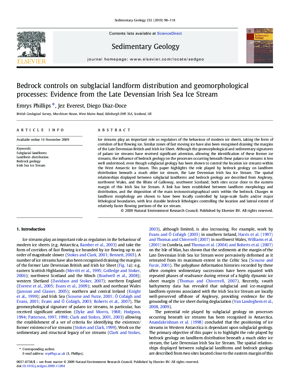 Bedrock controls on subglacial landform distribution and geomorphological processes: Evidence from the Late Devensian Irish Sea Ice Stream