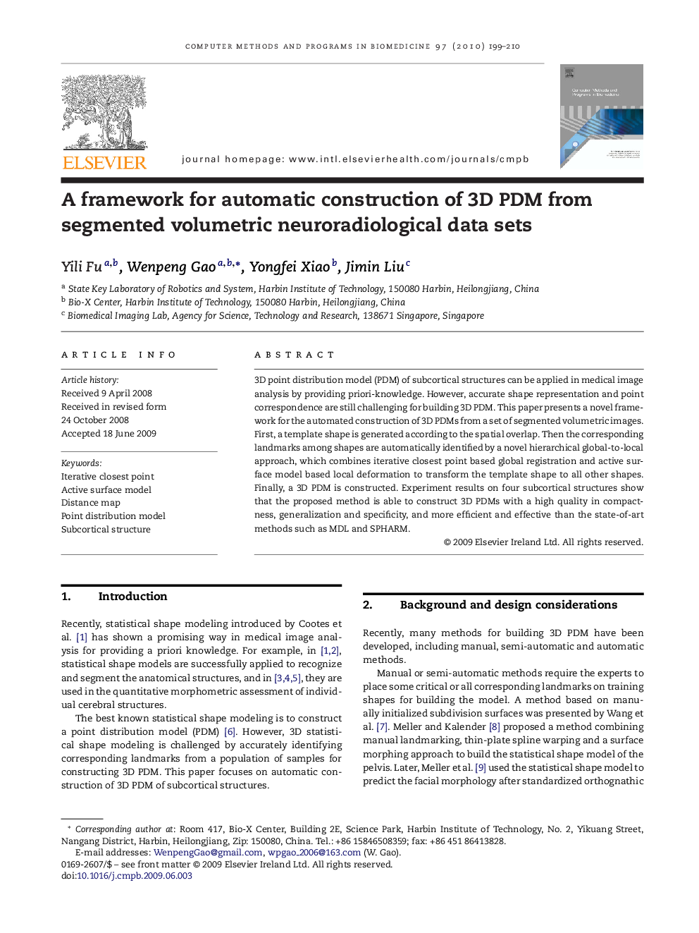 A framework for automatic construction of 3D PDM from segmented volumetric neuroradiological data sets