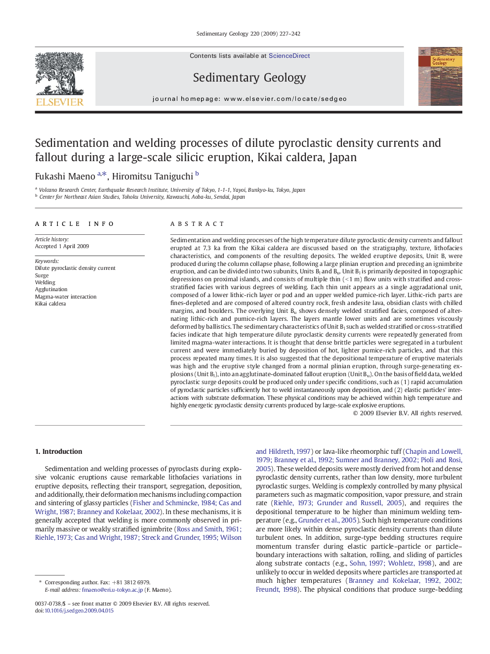 Sedimentation and welding processes of dilute pyroclastic density currents and fallout during a large-scale silicic eruption, Kikai caldera, Japan