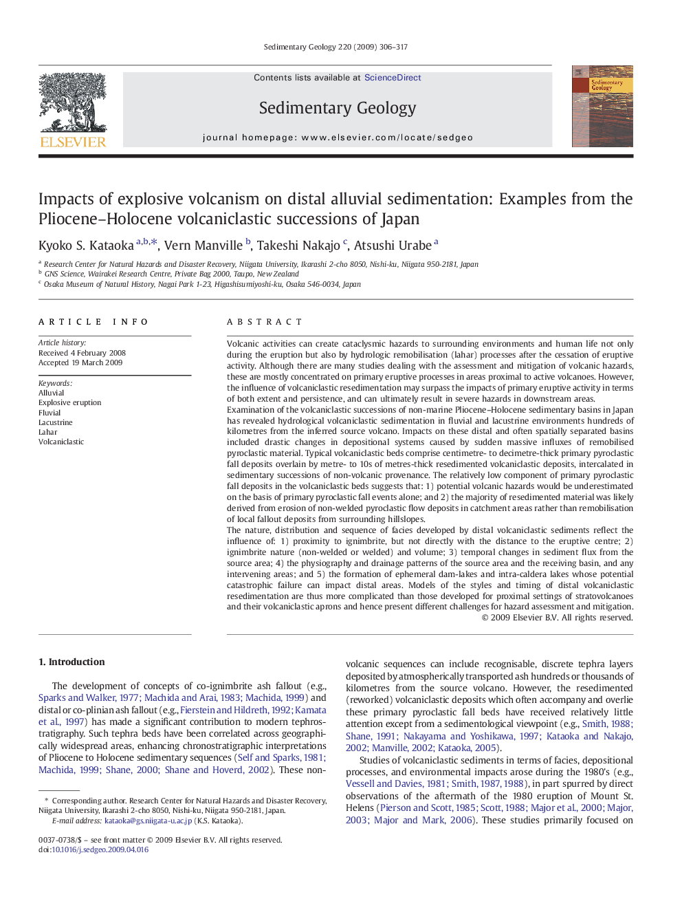 Impacts of explosive volcanism on distal alluvial sedimentation: Examples from the Pliocene–Holocene volcaniclastic successions of Japan