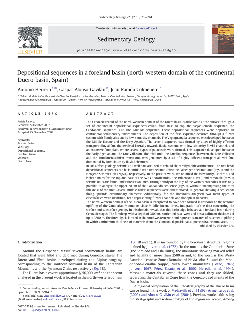 Depositional sequences in a foreland basin (north-western domain of the continental Duero basin, Spain)