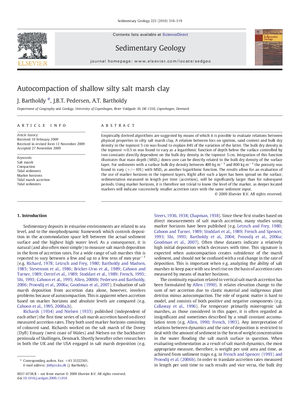 Autocompaction of shallow silty salt marsh clay