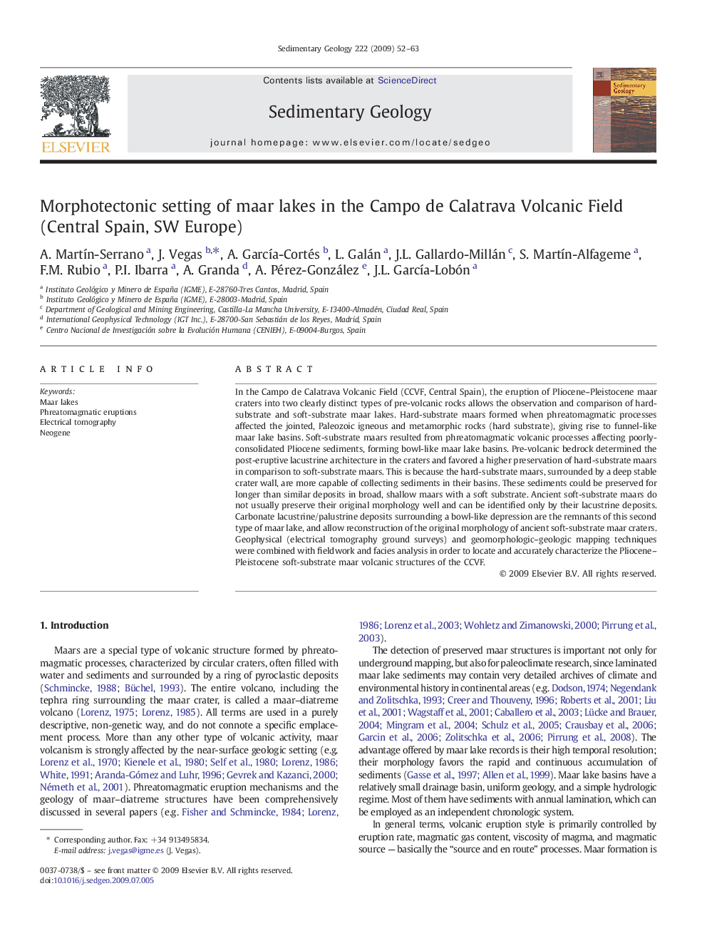 Morphotectonic setting of maar lakes in the Campo de Calatrava Volcanic Field (Central Spain, SW Europe)