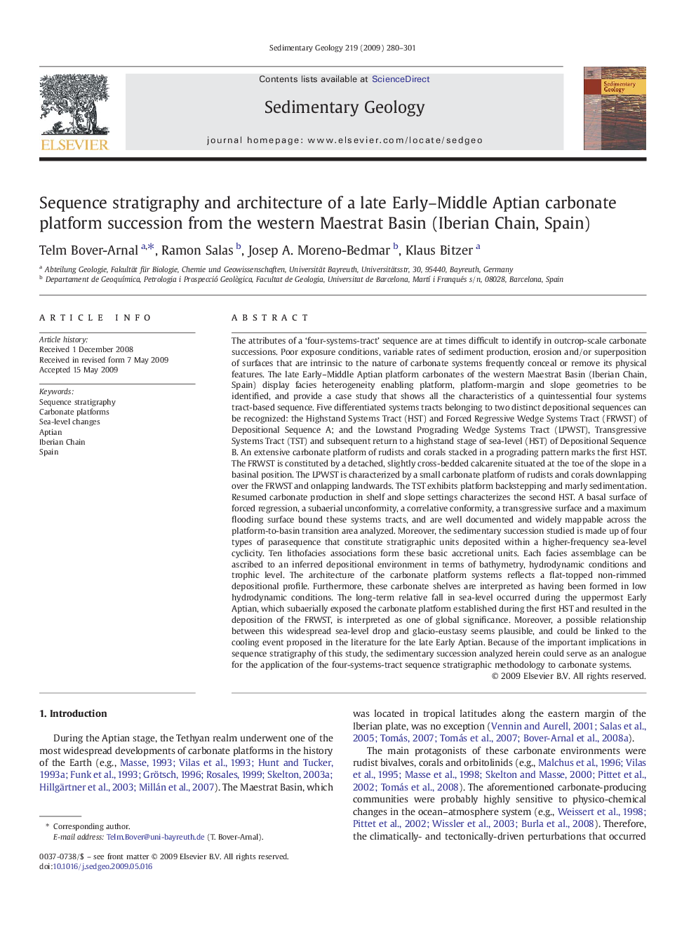 Sequence stratigraphy and architecture of a late Early–Middle Aptian carbonate platform succession from the western Maestrat Basin (Iberian Chain, Spain)