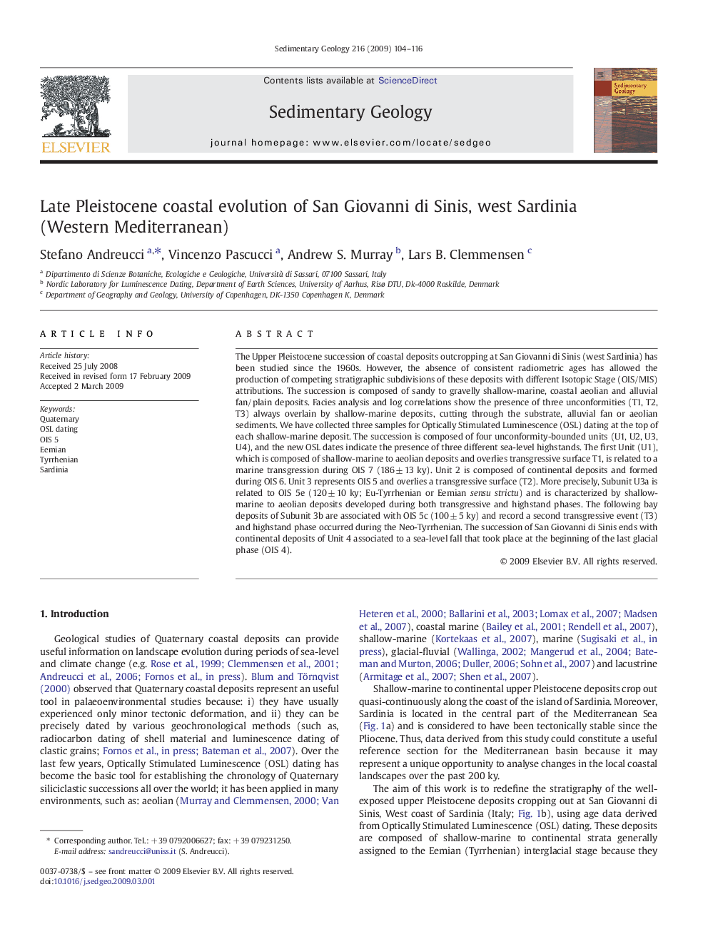 Late Pleistocene coastal evolution of San Giovanni di Sinis, west Sardinia (Western Mediterranean)