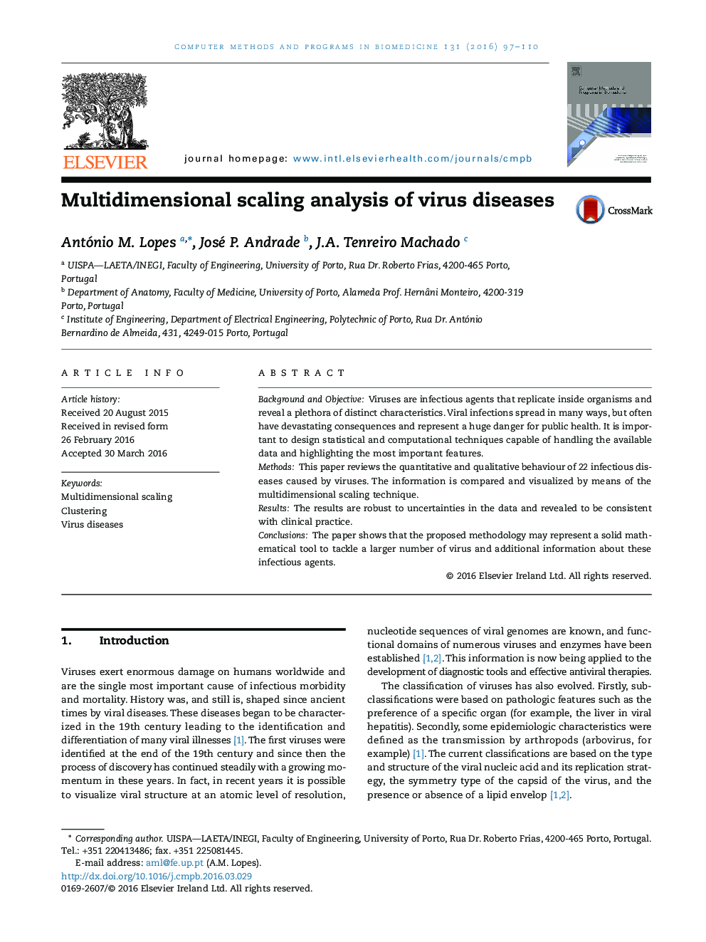 Multidimensional scaling analysis of virus diseases