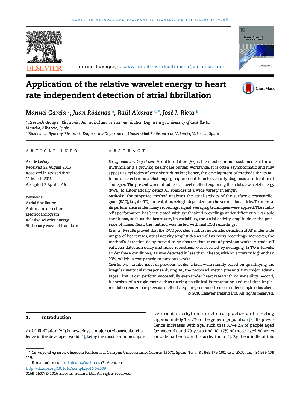 Application of the relative wavelet energy to heart rate independent detection of atrial fibrillation