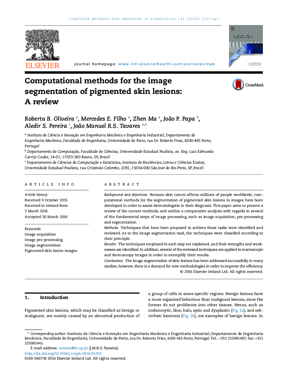 Computational methods for the image segmentation of pigmented skin lesions: A review