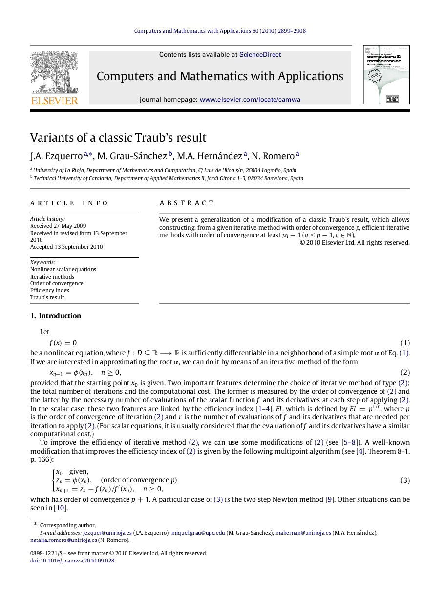 Variants of a classic Traub’s result