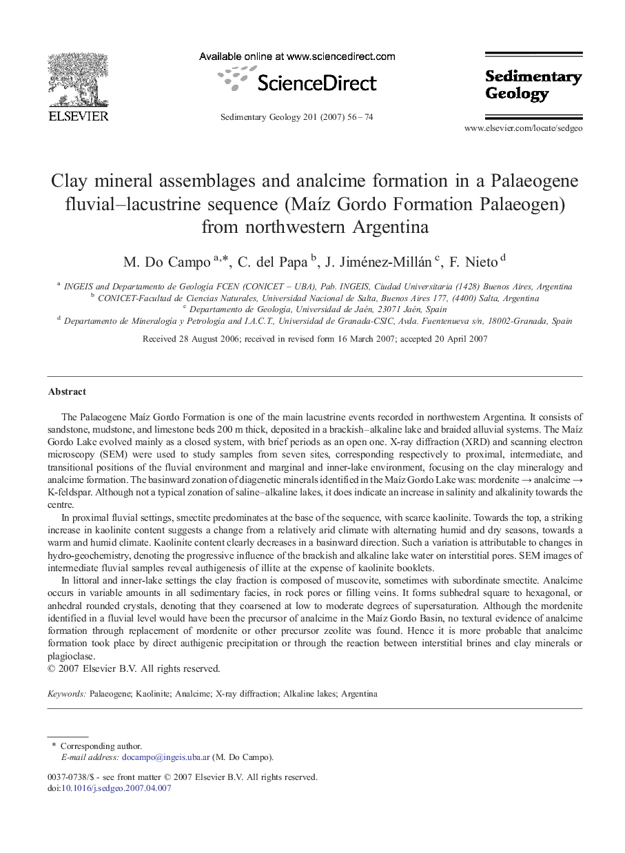 Clay mineral assemblages and analcime formation in a Palaeogene fluvial–lacustrine sequence (Maíz Gordo Formation Palaeogen) from northwestern Argentina