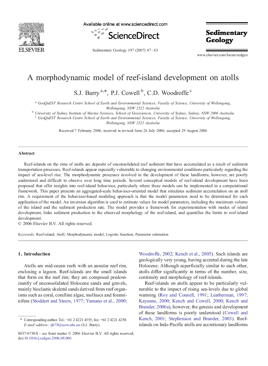 A morphodynamic model of reef-island development on atolls